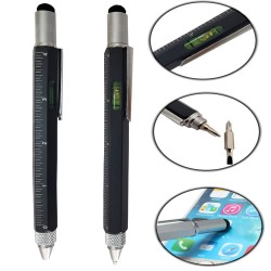 Promosyon Çok Fonksiyonlu Metal Tükenmez Cetvel Kalem Siyah