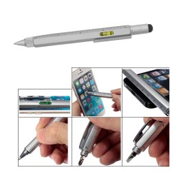Promosyon Çok Fonksiyonlu Metal Cetvel Kalem Gümüş