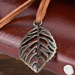 Promosyon Yaprak Desenli Deri Defter Kahverengi