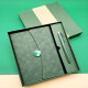 Promosyon Yeşil Deri Defter Ve Metal Roller Kalem Set
