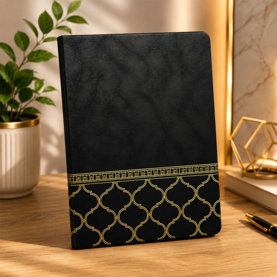 Promosyon Siyah Gold Desenli Deri Defter Promosyon Siyah Gold Desenli Deri Defter